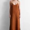 Rust 100% French Flax Linen Midi Dress -Bed Series Store BEDTHREADS02 11 202026951