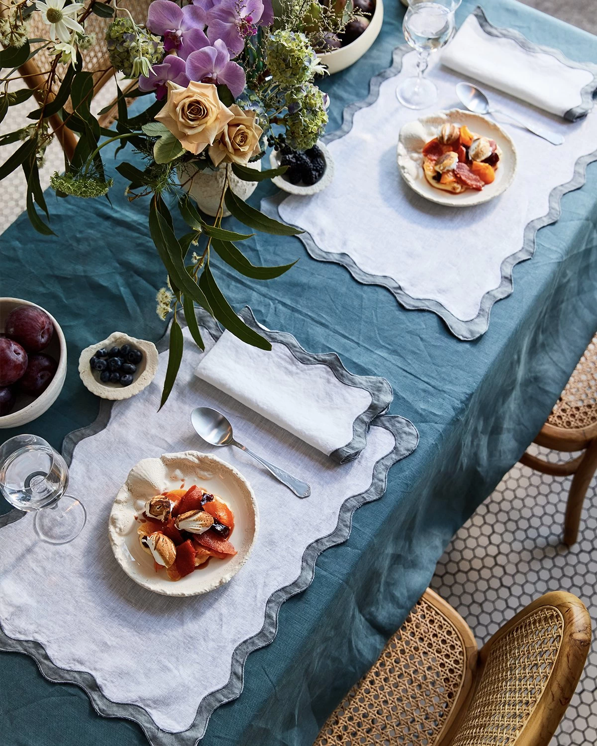 Petrol 100% French Flax Linen Tablecloth 5 Petrol 100% French Flax Linen Tablecloth - Image 3