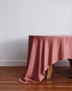 Pink Clay 100% French Flax Linen Tablecloth