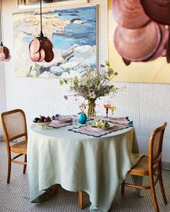 Lavender & Petrol 100% French Flax Linen Scalloped Napkins (Set Of Four) -Bed Series Store BedThreads SeansBondi 31 05 2021 S01 0025