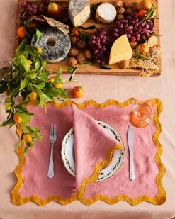 Pink Clay & Turmeric 100% French Flax Linen Scalloped Placemats (Set Of Four) -Bed Series Store BedThreads SeansBondi 31 05 2021 S04 0162 82b7ddc9 b3d4 4fa7 bc95 5f6634c7372e