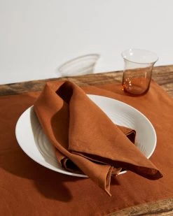 Rust 100% French Flax Linen Napkins (Set Of Four)