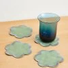 Pistachio & Mineral 100% French Flax Linen Cloud Coasters (Set Of Four) 1 Pistachio & Mineral 100% French Flax Linen Cloud Coasters (Set Of Four) -Bed Series Store CloudC PistachioMineral 01