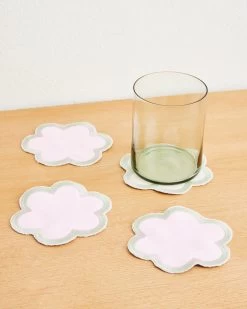 Rosewater & Sage 100% French Flax Linen Cloud Coasters (Set Of Four)