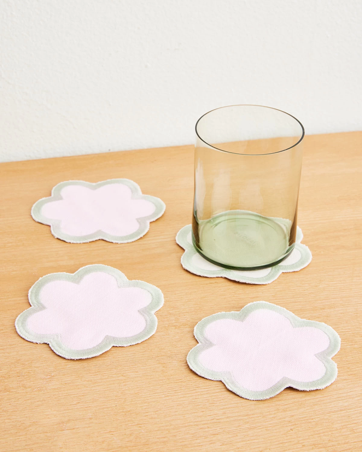 Rosewater & Sage 100% French Flax Linen Cloud Coasters (Set Of Four) 3 Rosewater & Sage 100% French Flax Linen Cloud Coasters (Set Of Four)