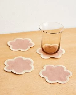 Terracotta & Limoncello 100% French Flax Linen Cloud Coasters (Set Of Four)