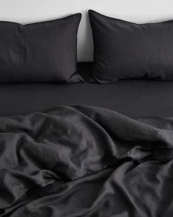 Charcoal 100% French Flax Linen Duvet Cover -Bed Series Store DUVET03
