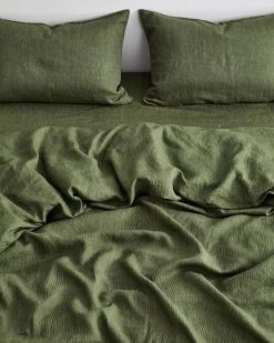 Olive Stripe 100% French Flax Linen Duvet Cover -Bed Series Store DUVET03 e8c223ba 1bde 436c bfe8 149ba54e5b29