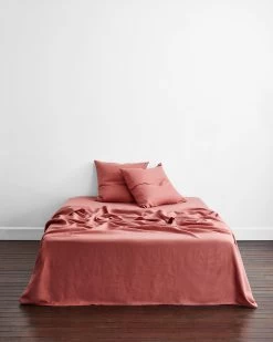 Pink Clay 100% French Flax Linen European Pillowcases (Set Of Two) -Bed Series Store EURO03 0c1c0ccf 1bba 4c9f 8b81 fc9de2b524ec