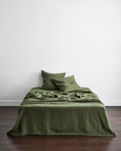 Olive Stripe 100% French Flax Linen European Pillowcases (Set Of Two) -Bed Series Store EURO03 67d6b59b daa5 4759 b6d6 443017fd64fc