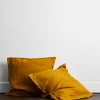 Turmeric 100% French Flax Linen European Pillowcases (Set Of Two) -Bed Series Store Euros 09 1