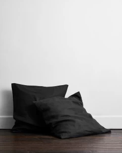 Charcoal 100% French Flax Linen European Pillowcases (Set Of Two)