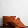 Rust 100% French Flax Linen European Pillowcases (Set Of Two) -Bed Series Store Euros 12