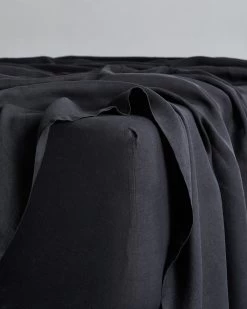 Charcoal 100% French Flax Linen Fitted Sheet
