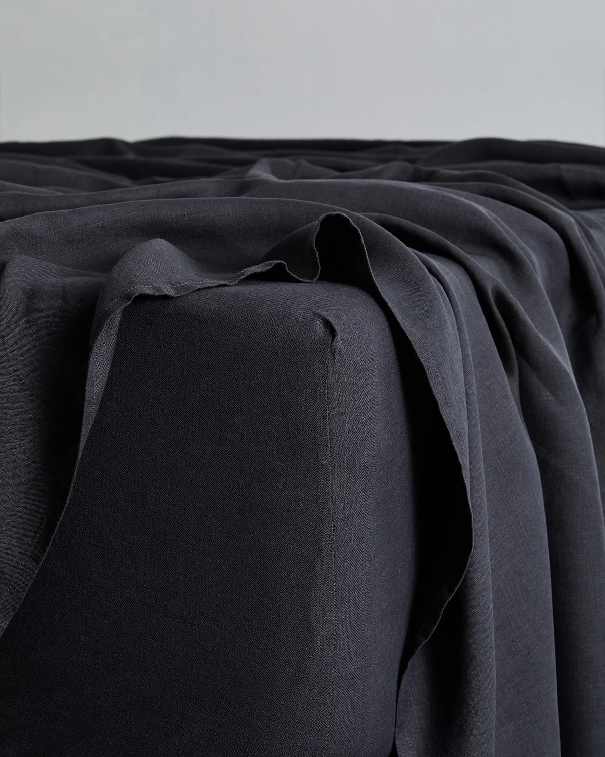 Charcoal 100% French Flax Linen Fitted Sheet 3 Charcoal 100% French Flax Linen Fitted Sheet