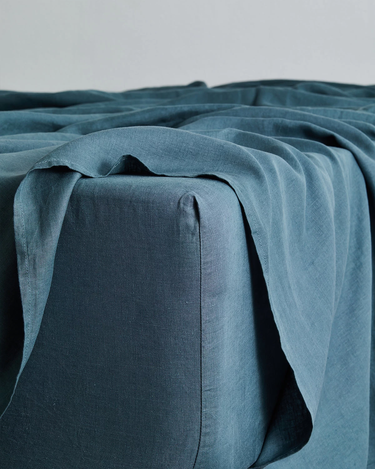 Petrol 100% French Flax Linen Fitted Sheet 3 Petrol 100% French Flax Linen Fitted Sheet