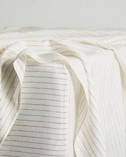 Rust Stripe 100% French Flax Linen Fitted Sheet