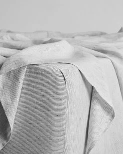 Pinstripe 100% French Flax Linen Fitted Sheet