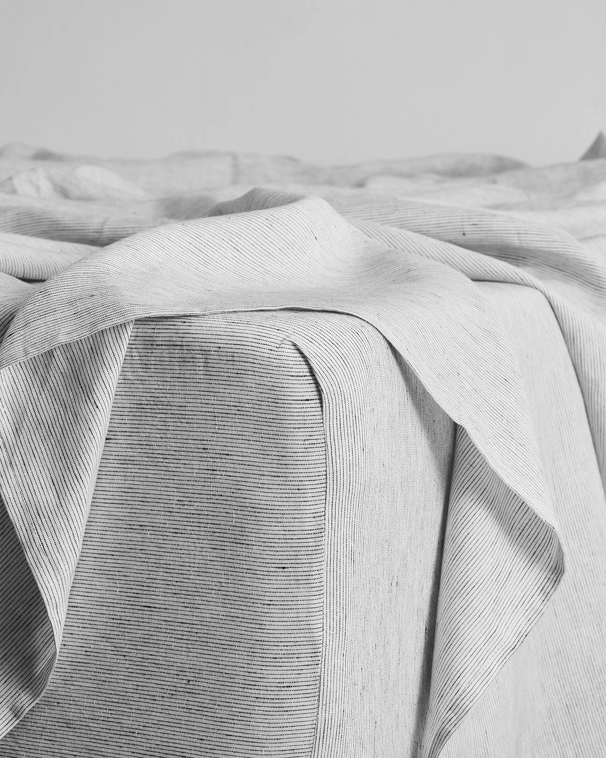 Pinstripe 100% French Flax Linen Fitted Sheet 3 Pinstripe 100% French Flax Linen Fitted Sheet