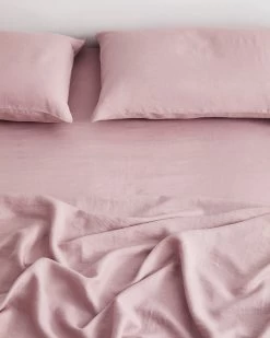 Lavender 100% French Flax Linen Fitted Sheet -Bed Series Store FITTEDSHEET02 3c6dd4ae 0998 43c2 a620 afe84af9537b