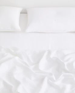 White 100% French Flax Linen Fitted Sheet -Bed Series Store FITTEDSHEET02 5e572a9c c5f3 4789 aa2a 7f261cc812c7
