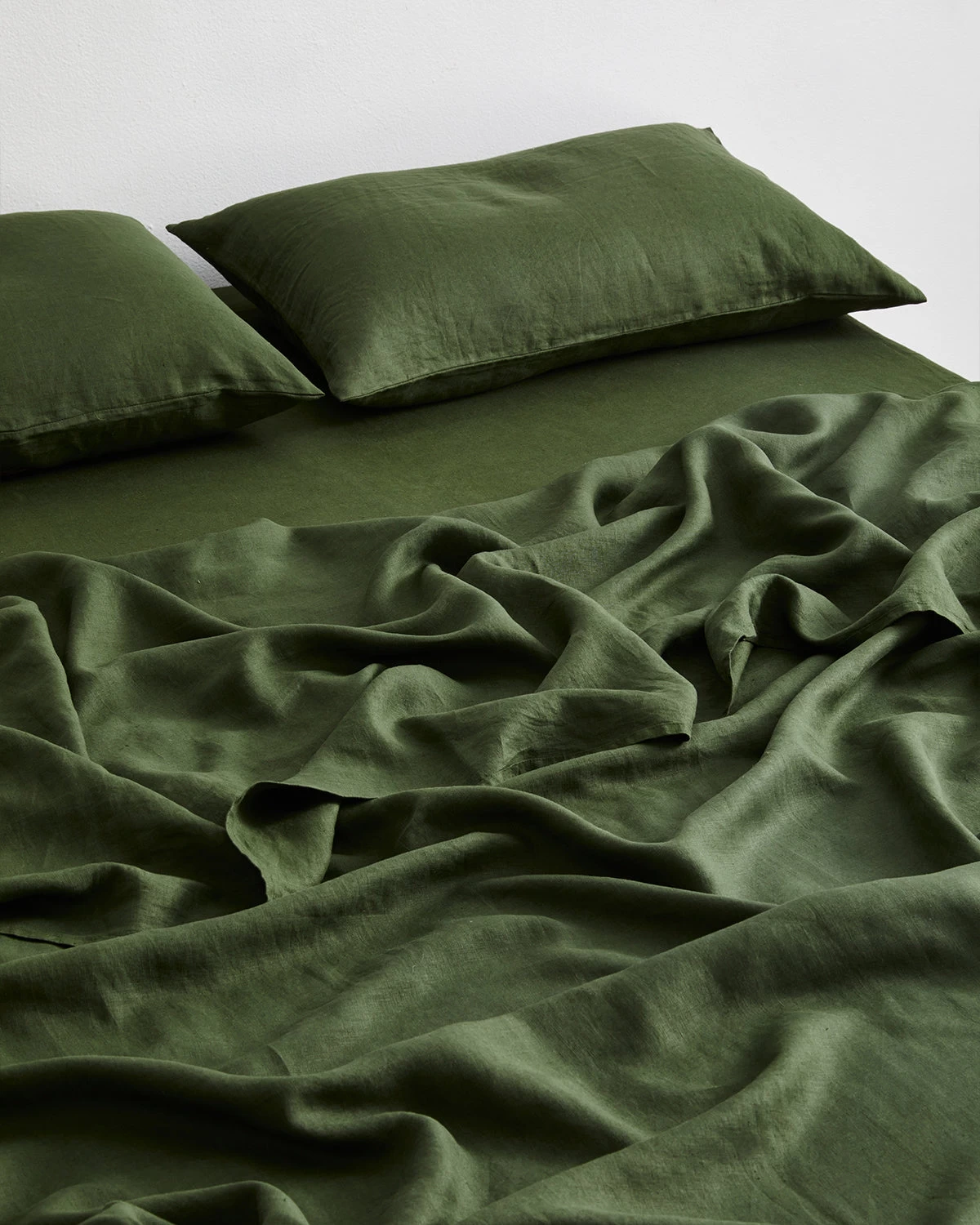 Olive 100% French Flax Linen Fitted Sheet 4 Olive 100% French Flax Linen Fitted Sheet - Image 2