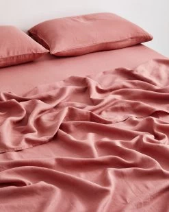 Pink Clay 100% French Flax Linen Fitted Sheet -Bed Series Store FITTEDSHEET03 652d4f2f 19bf 4e85 bb77 b2aaf4fb9866