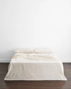Rust Stripe 100% French Flax Linen Flat Sheet