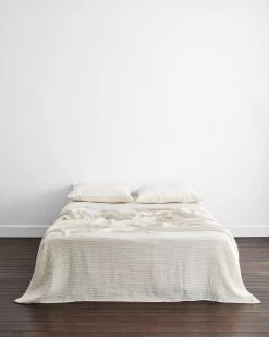 Stripe 100% French Flax Linen Flat Sheet
