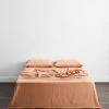 Terracotta 100% French Flax Linen Flat Sheet -Bed Series Store FLATSHEET01 e99f303d ba02 4dc5 880d 68e3f97c9274