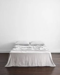 Fog 100% French Flax Linen Flat Sheet