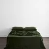 Olive 100% French Flax Linen Flat Sheet