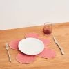 Pink Clay & Hazelnut 100% French Flax Linen Flower Placemats (Set Of Four) -Bed Series Store Flower PinkClayHazelnut 01