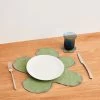 Pistachio & Mineral 100% French Flax Linen Flower Placemats (Set Of Four) 2 Pistachio & Mineral 100% French Flax Linen Flower Placemats (Set Of Four) -Bed Series Store Flower PistachioMineral 01