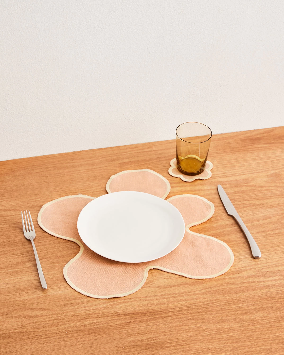 Terracotta & Limoncello 100% French Flax Linen Flower Placemats (Set Of Four) 3 Terracotta & Limoncello 100% French Flax Linen Flower Placemats (Set Of Four)