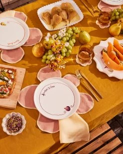 Terracotta & Limoncello 100% French Flax Linen Flower Placemats (Set Of Four) 8 Terracotta & Limoncello 100% French Flax Linen Flower Placemats (Set Of Four) -Bed Series Store Flower TerracottaLimoncello 03