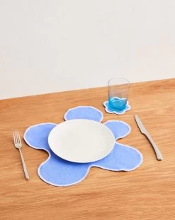 Wildflower & White 100% French Flax Linen Flower Placemats (Set Of Four)