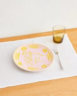 Liv & Dom X Bed Threads 'Amber Bloom' Ceramic Dinner Plate