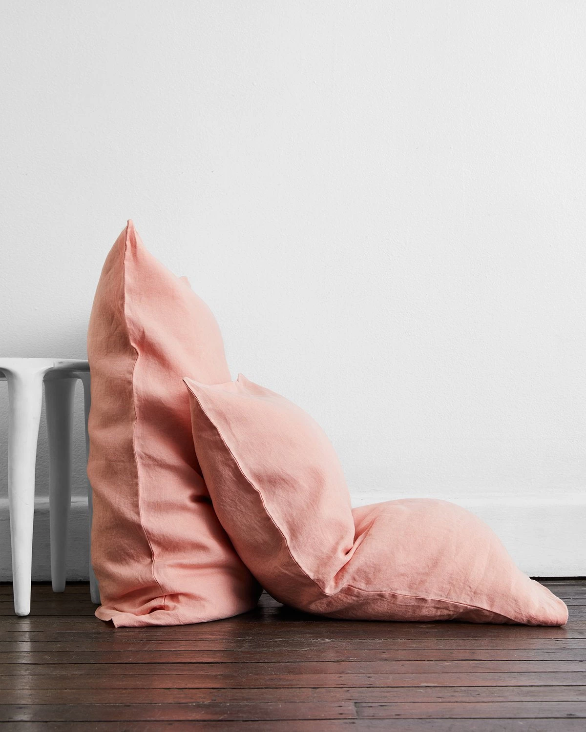 Peach 100% French Flax Linen Pillowcases (Set Of Two) 3 Peach 100% French Flax Linen Pillowcases (Set Of Two)