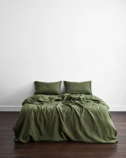 Olive Stripe 100% French Flax Linen Pillowcases (Set Of Two) -Bed Series Store PILLOWCASE03 6d4e160e e5cc 403e 998d ba2492240c06