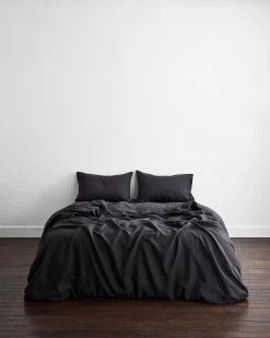 Charcoal 100% French Flax Linen Pillowcases (Set Of Two) -Bed Series Store PILLOWCASE03 fb9b677b e053 4cb8 bf31 0998cdb79d9e