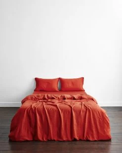 Paprika 100% French Flax Linen Pillowcases (Set Of Two) -Bed Series Store Paprika beddingset 1 1 bca3ce8a 7d75 4a6b b7d2 5ebcec2b9297