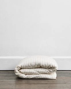 Rust Stripe 100% French Flax Linen Duvet Cover