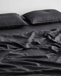 Charcoal 100% Flax Linen Sheet Set -Bed Series Store SHEETSET03