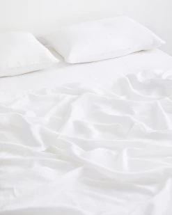 White 100% Flax Linen Sheet Set -Bed Series Store SHEETSET03 68ba2303 61ef 4b4f ab86 dee7980941ee