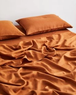 Rust 100% Flax Linen Sheet Set -Bed Series Store SHEETSET03 fc6ef131 3bdf 42d0 a1c9 564da1401e3c