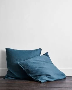 Petrol 100% French Flax Linen European Pillowcases (Set Of Two)