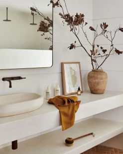 Turmeric 100% French Flax Linen Waffle Hand And Face Towel