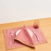 Pink Clay & Hazelnut 100% French Flax Linen Trim Napkins (Set Of Four) -Bed Series Store TrimNapkin PinkClayHazelnut 01