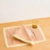 Terracotta & Limoncello 100% French Flax Linen Trim Napkins (Set Of Four) -Bed Series Store TrimNapkin TerracottaLimoncello 01